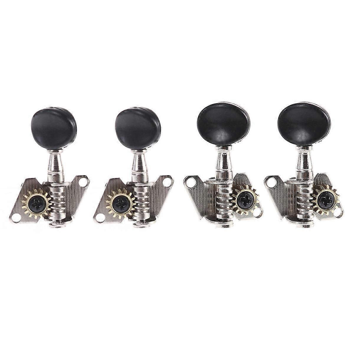 4pcs 2R2L Ukulele Keys Tuning Pegs Machine Heads Tuners for Ukulele 4 String Guitar with Black Button