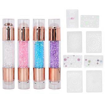 Lot de 4 tampons en silicone pour manucure, double extrémité, avec plaque de scellage, pour salon de manucure à domicile