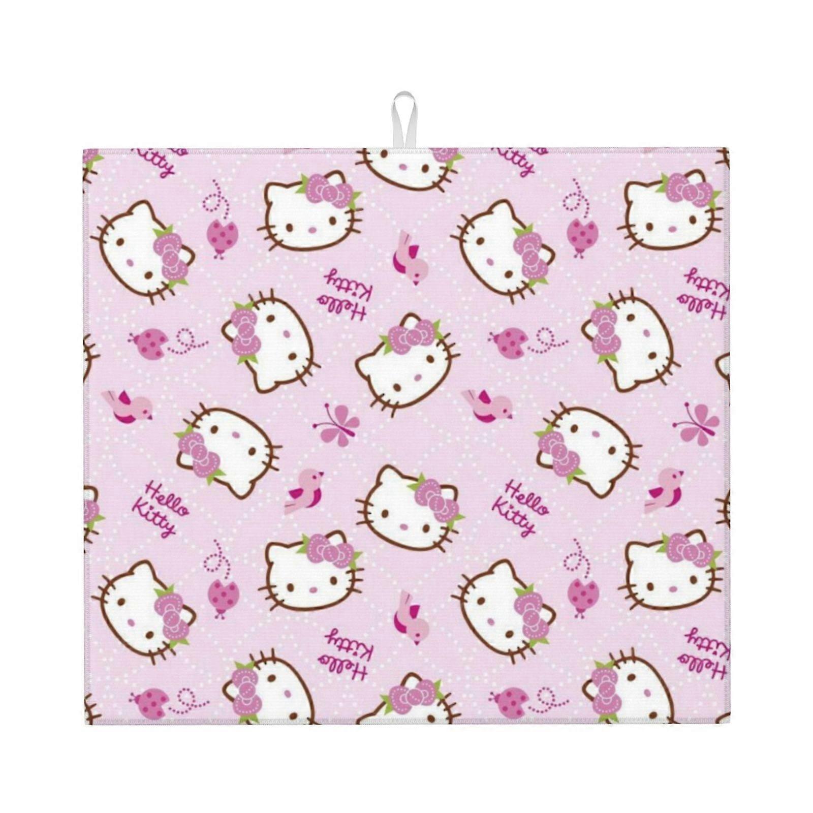 Hello Kitty Dish Drying Mat For Kitchen Counter, Microfiber Dish Mat, Fast Absorbent Draining Pad
