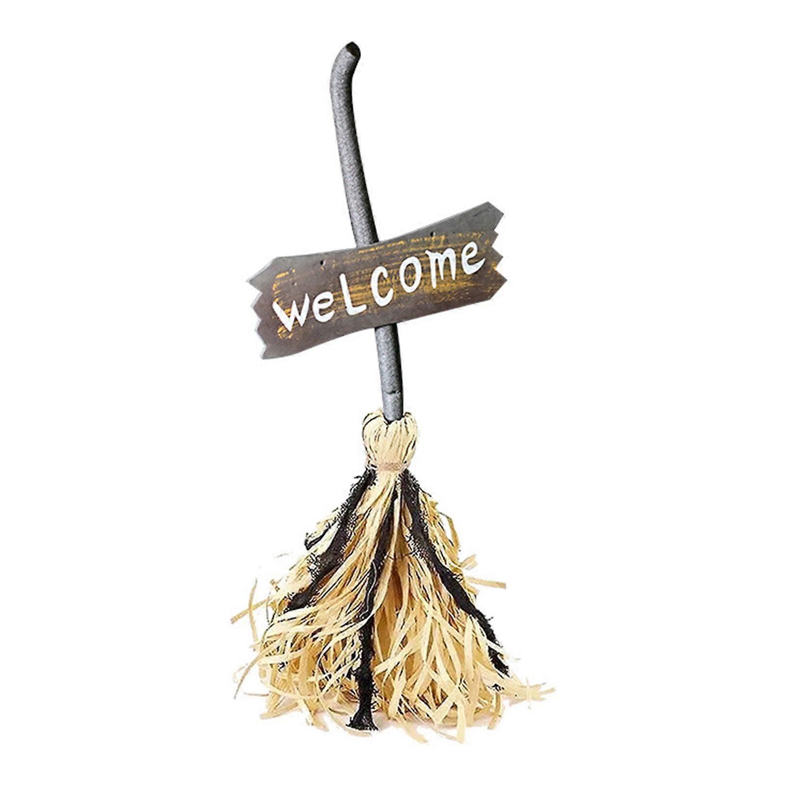 Jikaix Animated Floating Witch Broom 28" Halloween Magic Dancing Broom Light Up Moving Broomstick with Sound for Haunted House Floor Decor