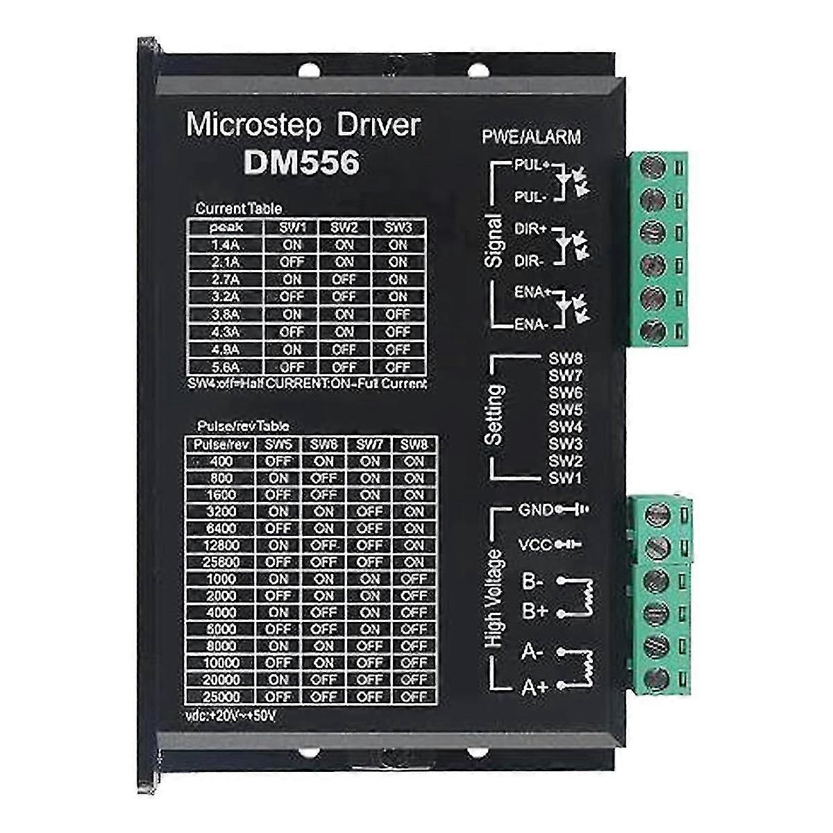 DM556 CNC Digital Stepper Motor Driver 2-Phase Stepper Motor Driver 20-50V DC Max 5.6A 128 Subdivision for Motor