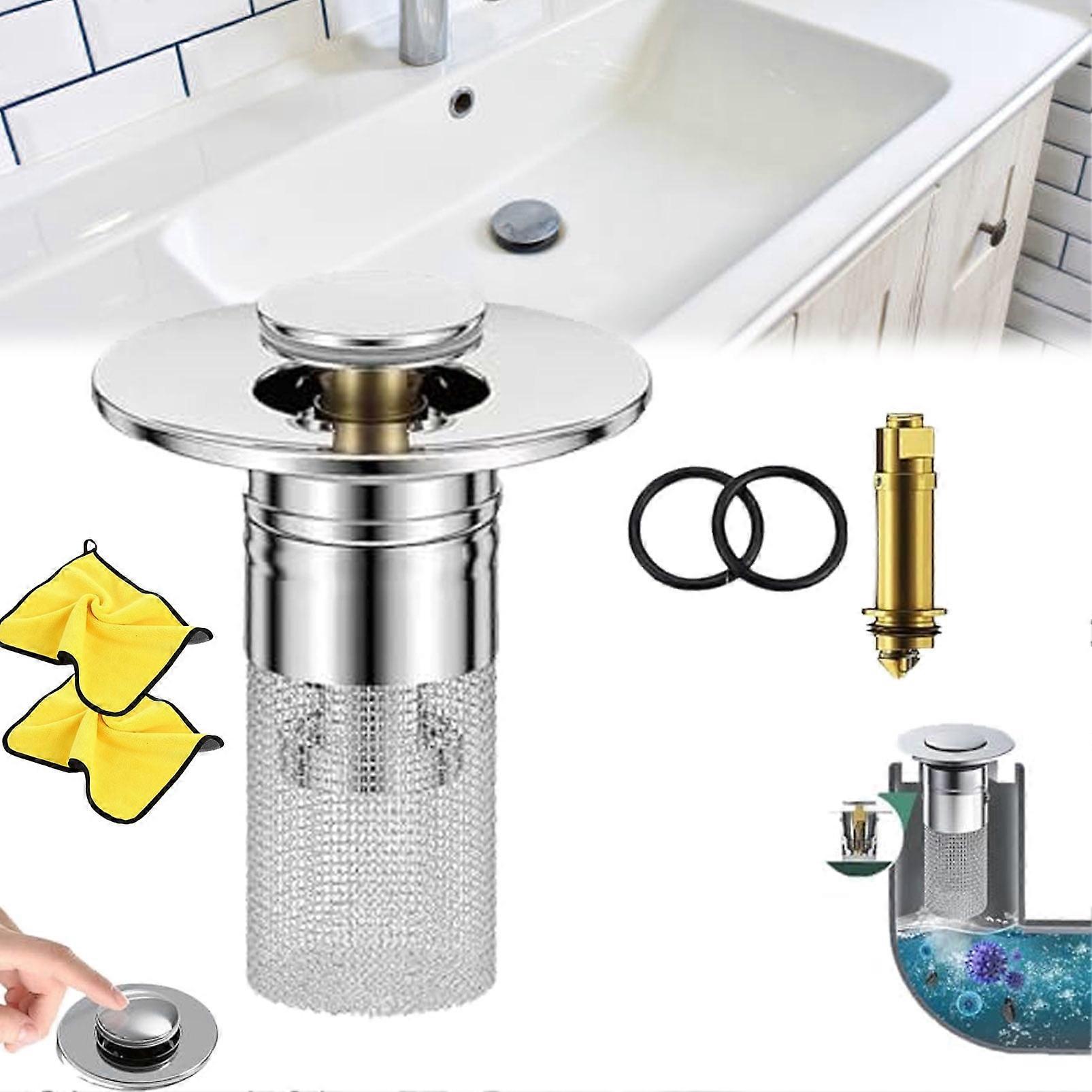 Yourbluewater Sink Drain, Compatible with Standard Sinks - Stainless Steel Floor Drain Filter to Isolate Odor & Prevent Cockroaches, Upgrade Pop Up