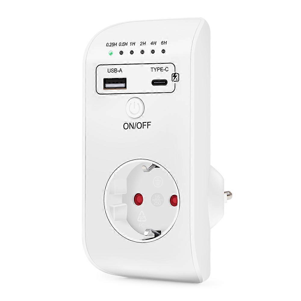 2024 New Electronic Timer Switch EU Plug Intelligent Programmable Countdown Timer Socket 6 Hour 230V for comB TypeC Interface