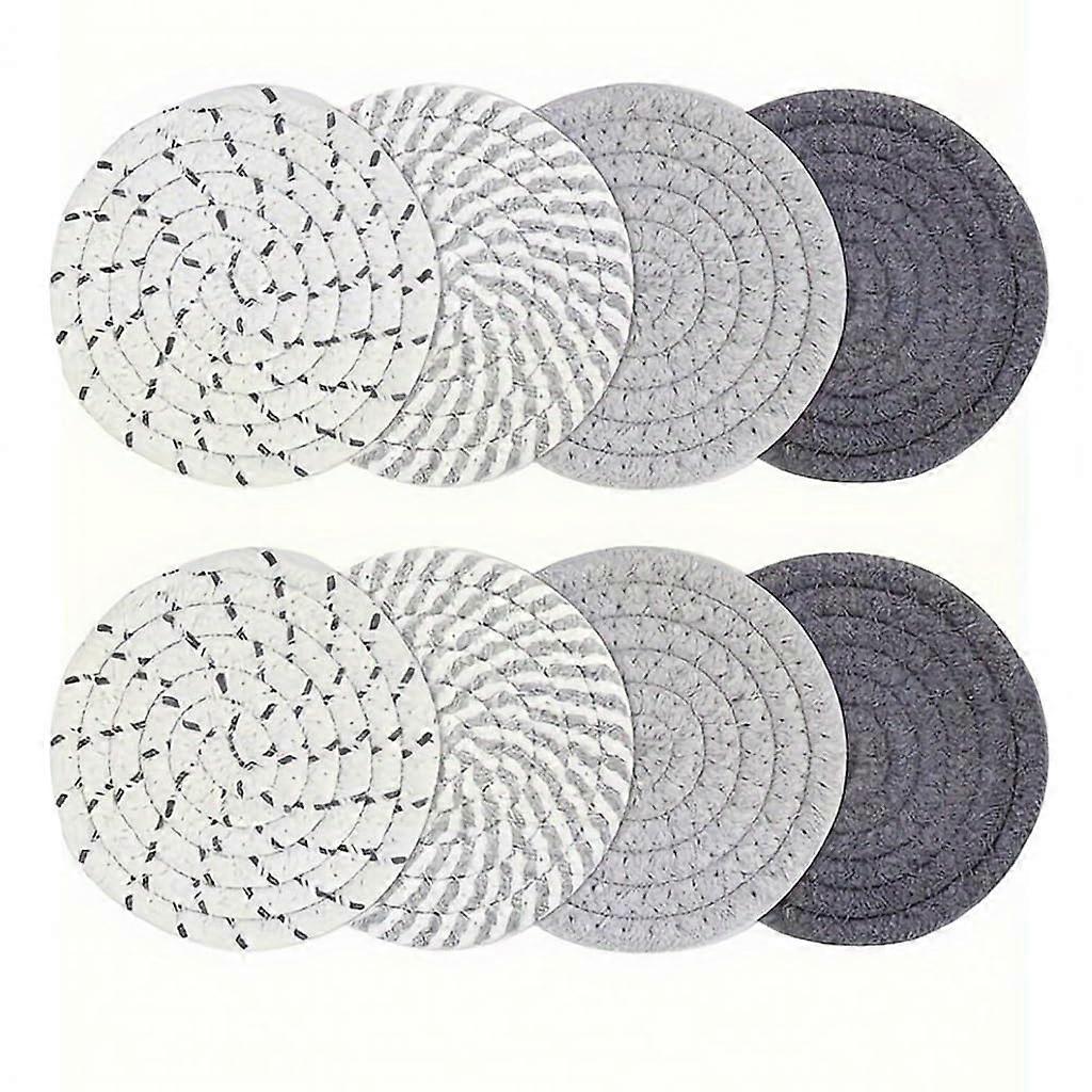 Woven Coffee Table Coasters Set of 6, HeatResistant Absorbent Place Mats for Home (Color D)