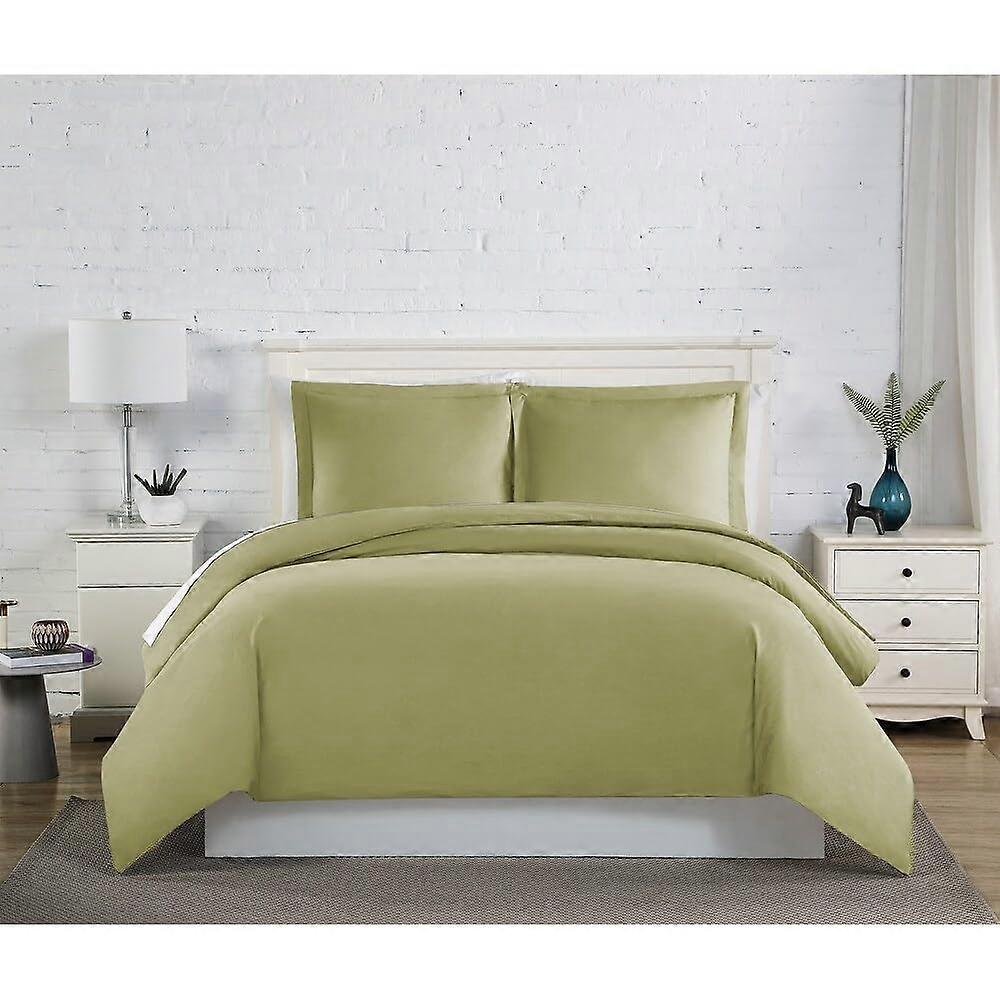 Twin Size Sage Green Duvet Cover Set Ultra Soft Reversible Microfiber with Hidden Zipper and Corner Ties
