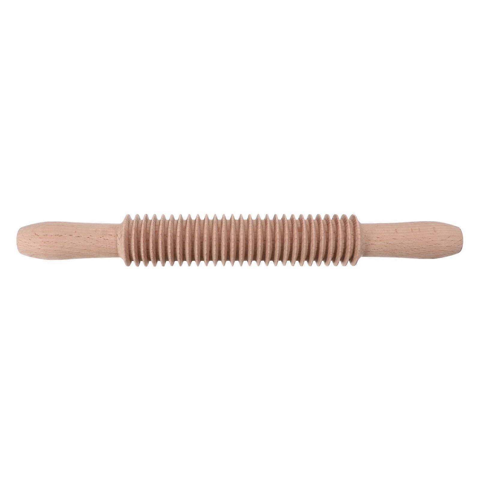 Rolling Pin with Screw Thread Texture for Spaghetti Noodle Pasta Dough Baking and Cooking
