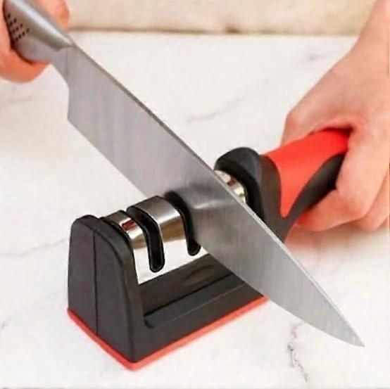 Kitchen Knife Sharpener with ThreeStage Sharpening, Ergonomic NonSlip Grip and Quick Edge Restoration