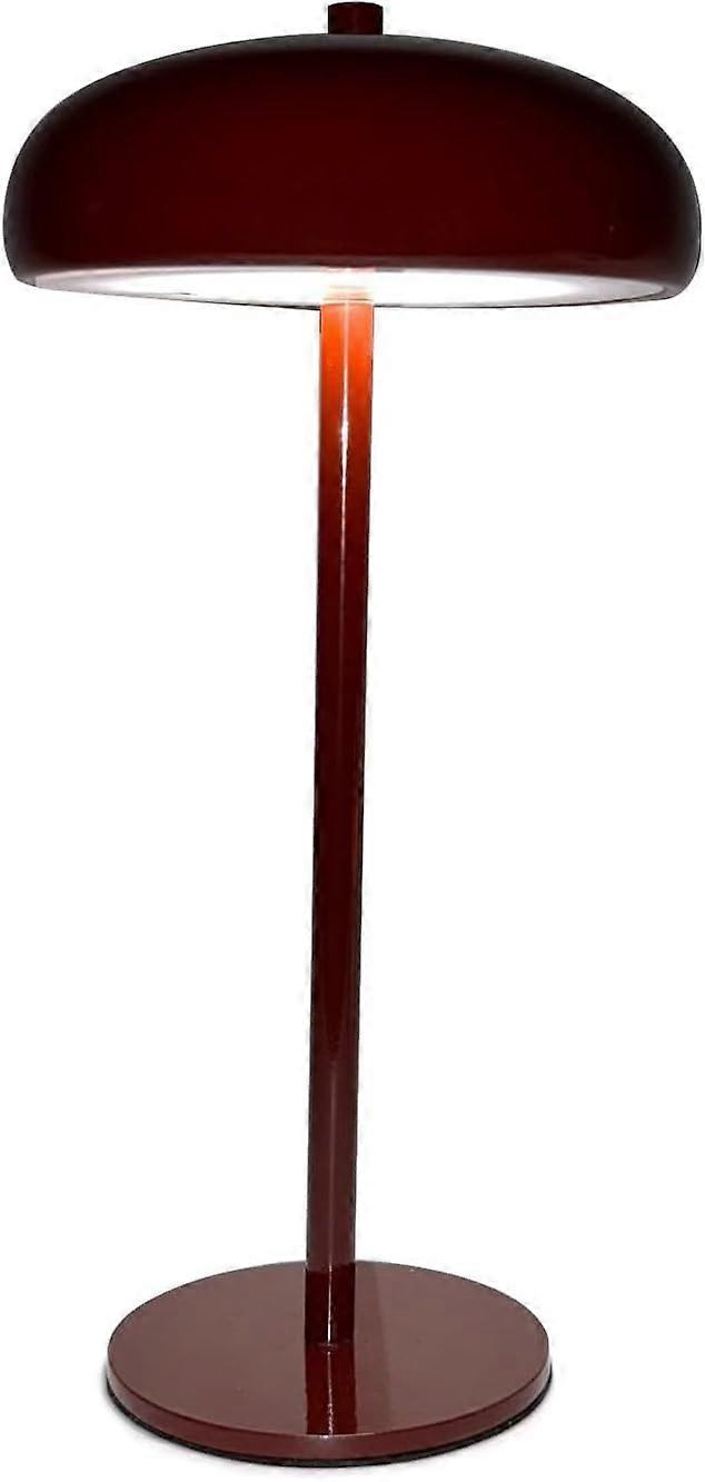 Mushroom Table Lamp with Touch Control Dimming, 3 Color Modes, Rechargeable Cordless LED Light, Red