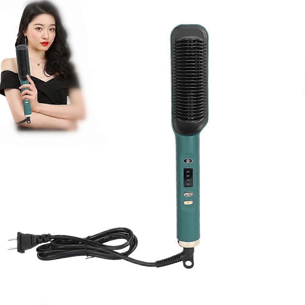 Hair Straightener Brush with Negative Ion Coating, 2 in 1 Heated Hair Styling Comb, PTC Fast Heating