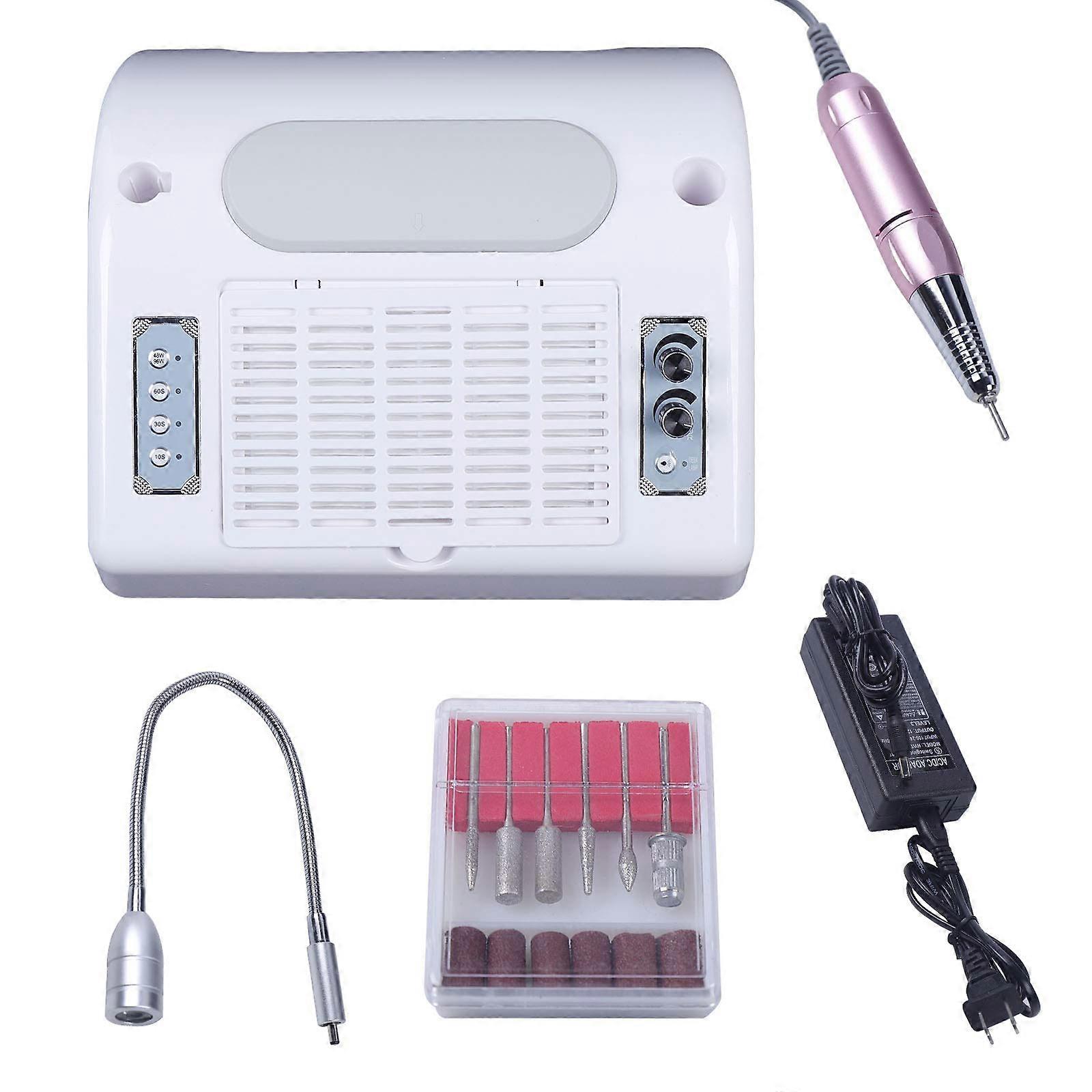 Professional 5 in 1 Nail Drill with LED Lamp Dust Collector and Adjustable Speed for Manicure Pedicure
