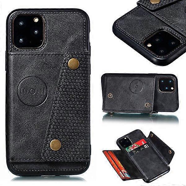 Compatible with iPhone 11 Pro Max - Practical Retro Case with Card Slot Black
