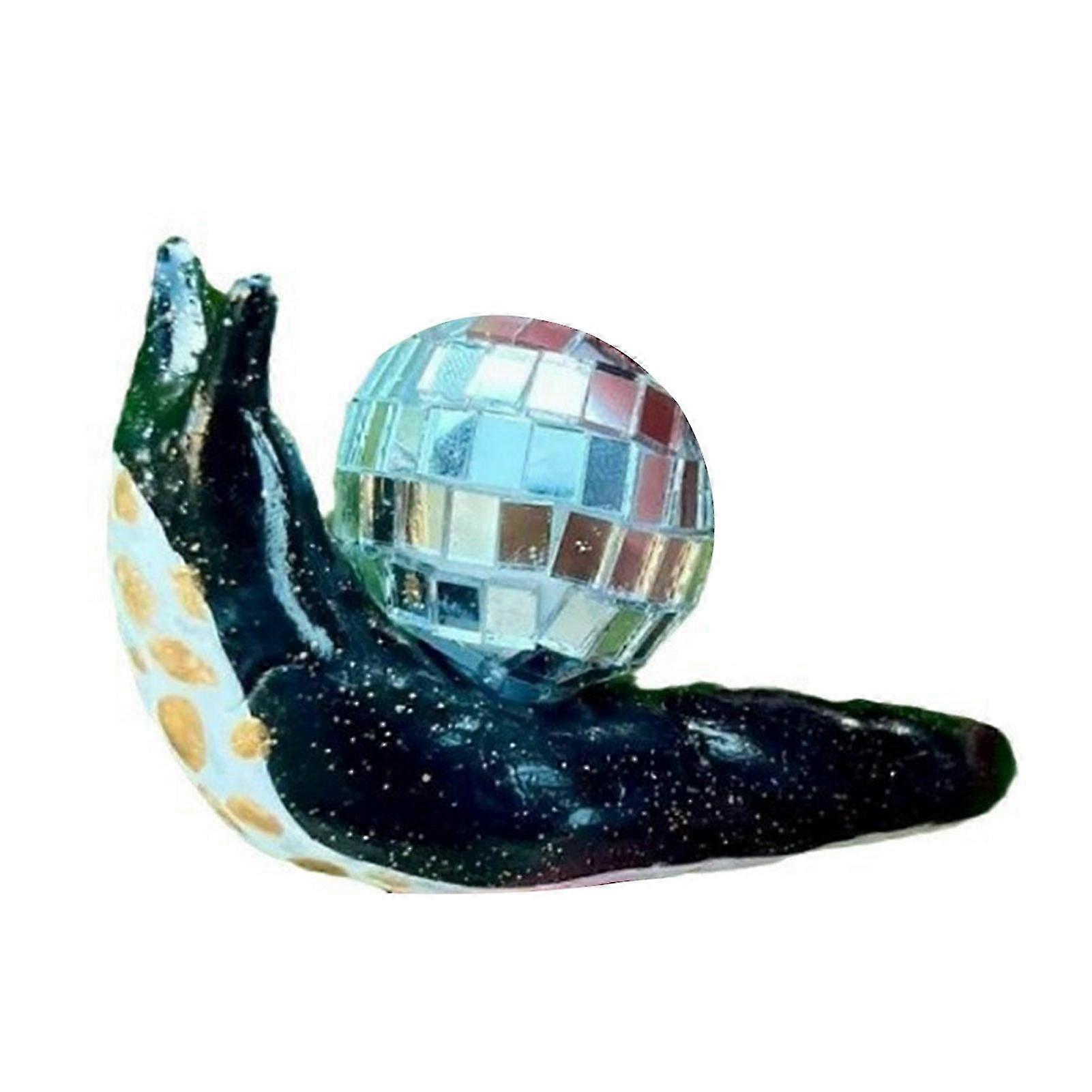disco snail resin desktop figurine for home office with reflective ball