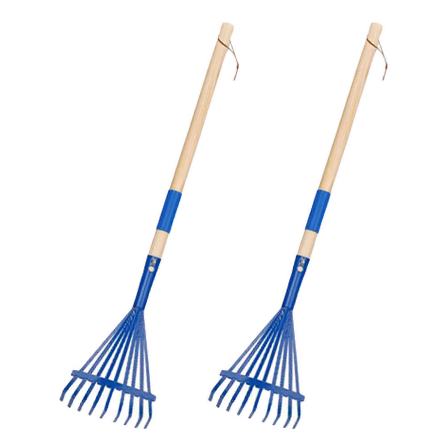 2X Children'S Rake with Hardwood Handle and Cute Rake for Children, Garden Tool for Children over 3 Years Old Blue