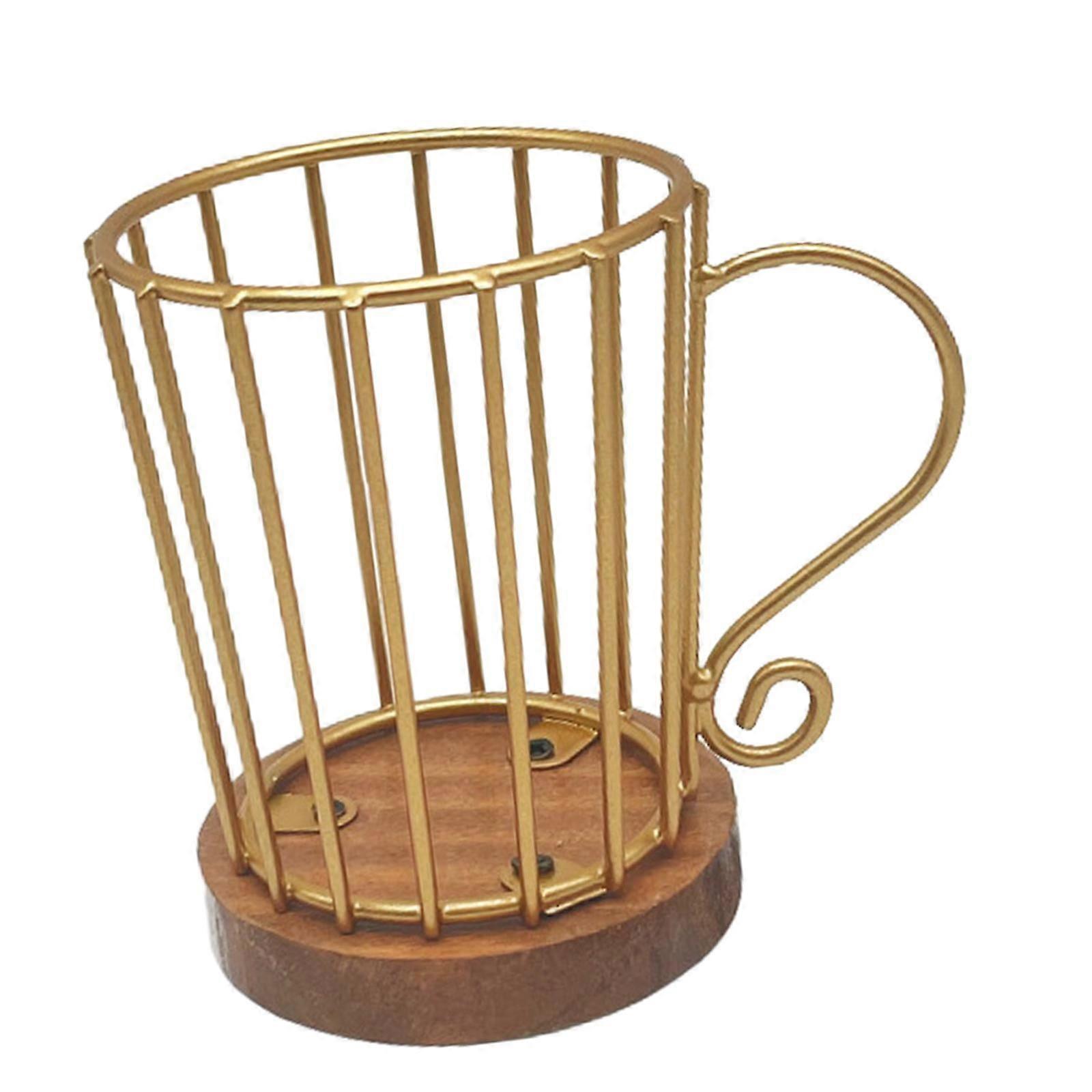 Coffee Filter Holder Basket with Handle Coffee Pod Holder Durable Coffee Filter Storage Container Case for Counter Coffee Bar A gold