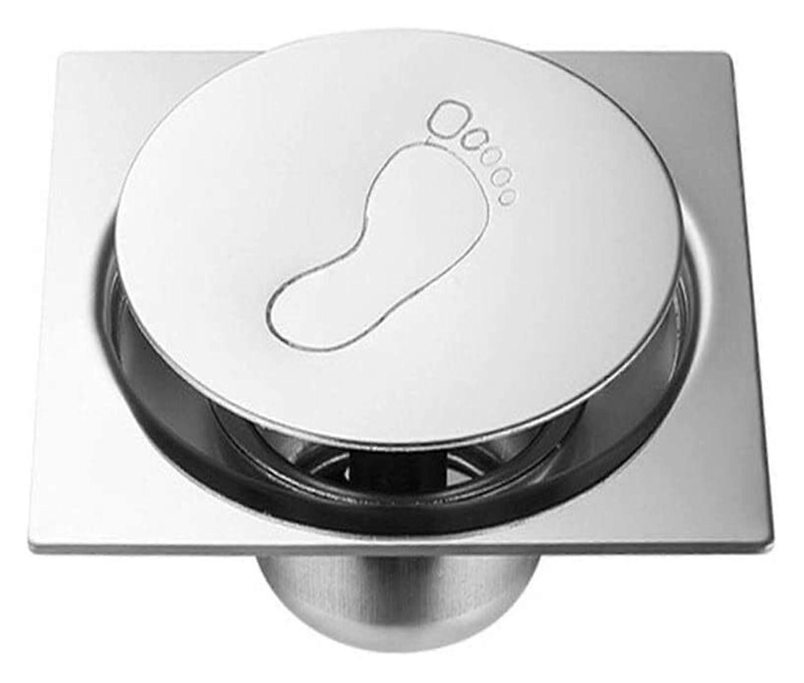Stainless Steel Shower Floor Drain Strainer with Odor Blocking Easy Clean Square Design Silver