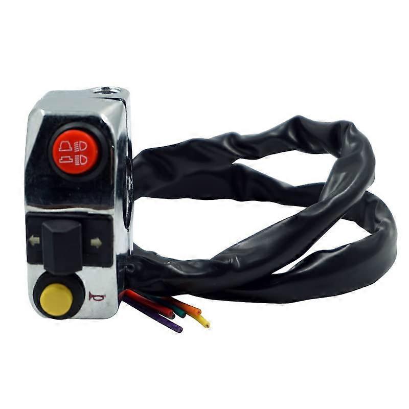 22mm Universal Motorcycle Handlebar Switch with Horn Button Turn Signal and Fog Lamp Control Silver