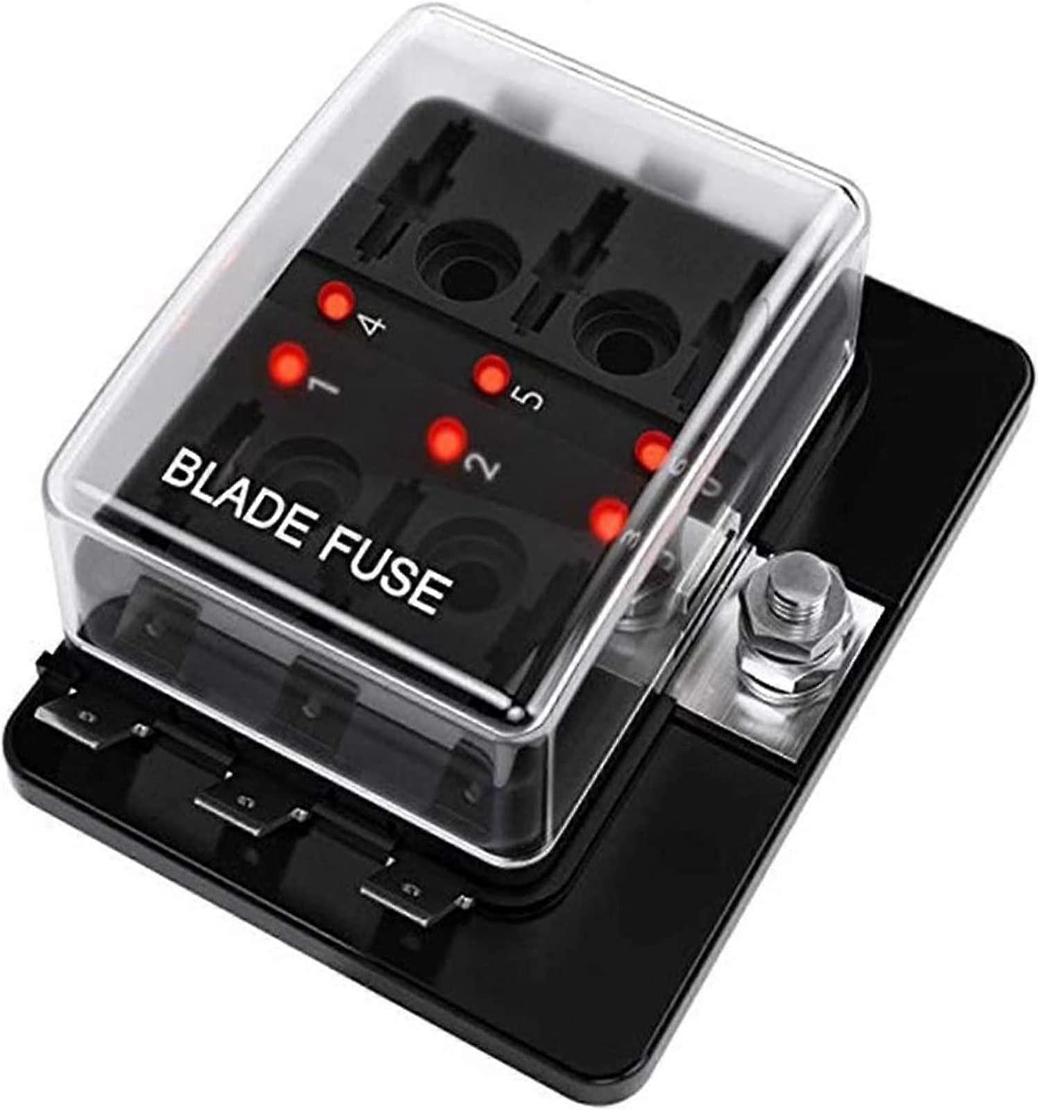 Cover For 6Way Blade Fuse Block 12V32V Fuse Box Holder With LED Indicator Light For Auto Car Marine
