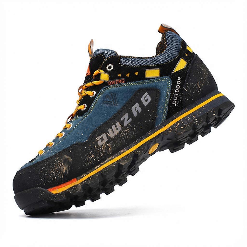DWZRG Men's Ankle Cut Outdoor Leather Hiking Shoes ,Mountain Climbing Trekking Hunting Sneakers with Rubber Sole