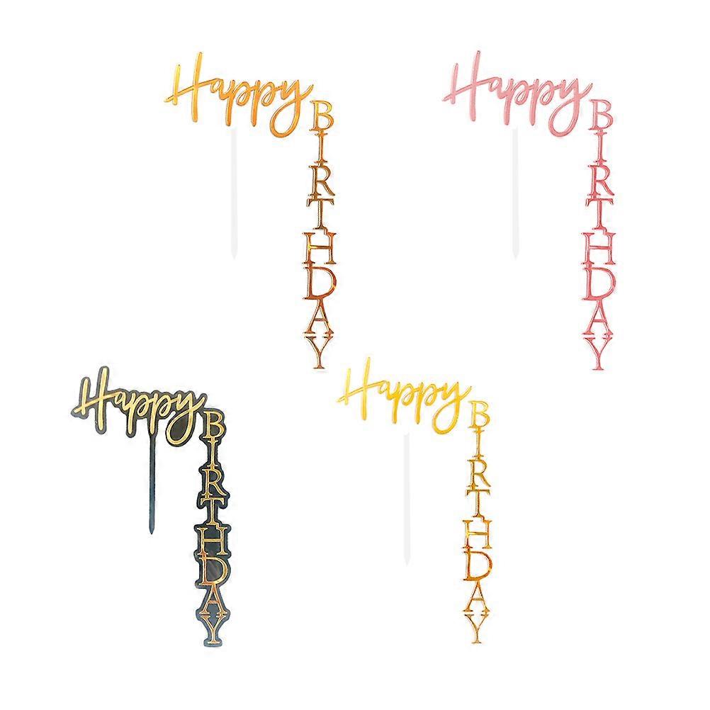 Birthday Cake Topper Acrylic Creative Decor 4Pcs for Decoration
