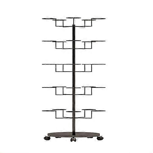Hat Display Rack 5 Layers 61x22in, 360° Rotating Adjustable Stand with Wheels for Store and Home