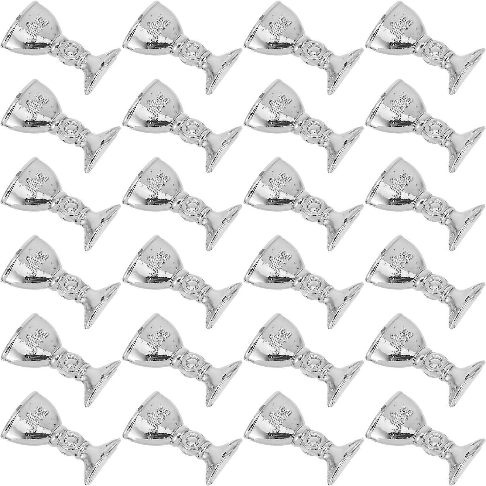 100Pcs Miniature Plastic Goblets for Wedding Decoration Silver Small Cups
