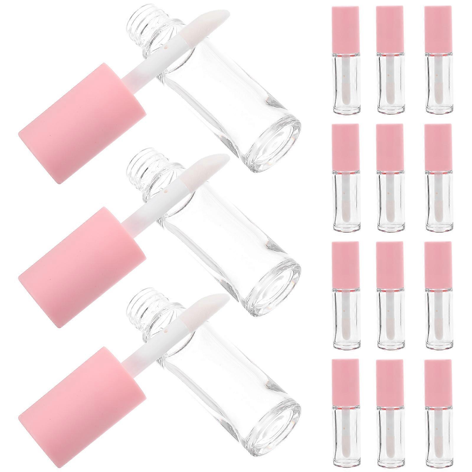 Pink Lip Balm Containers Empty for Storage 15Pcs Refillable Tubes with Wands
