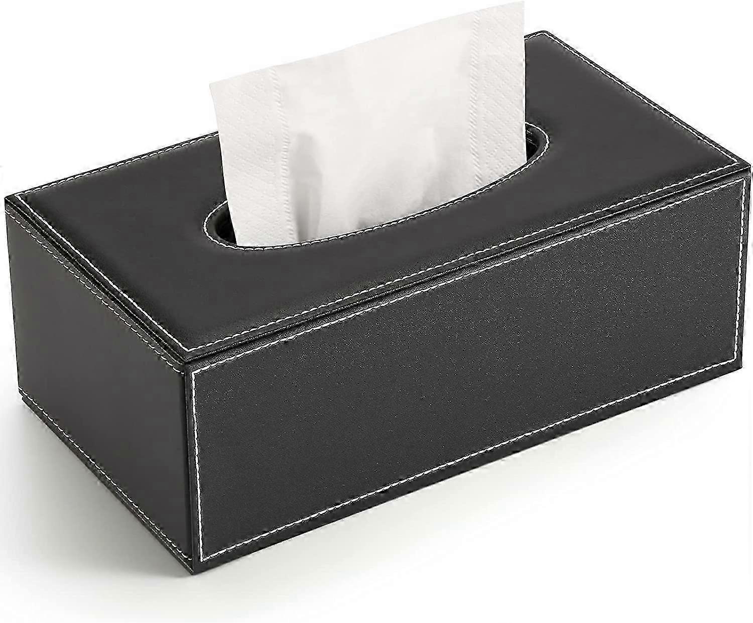 2025 Rectangular Leather Tissue Box (Black 1)