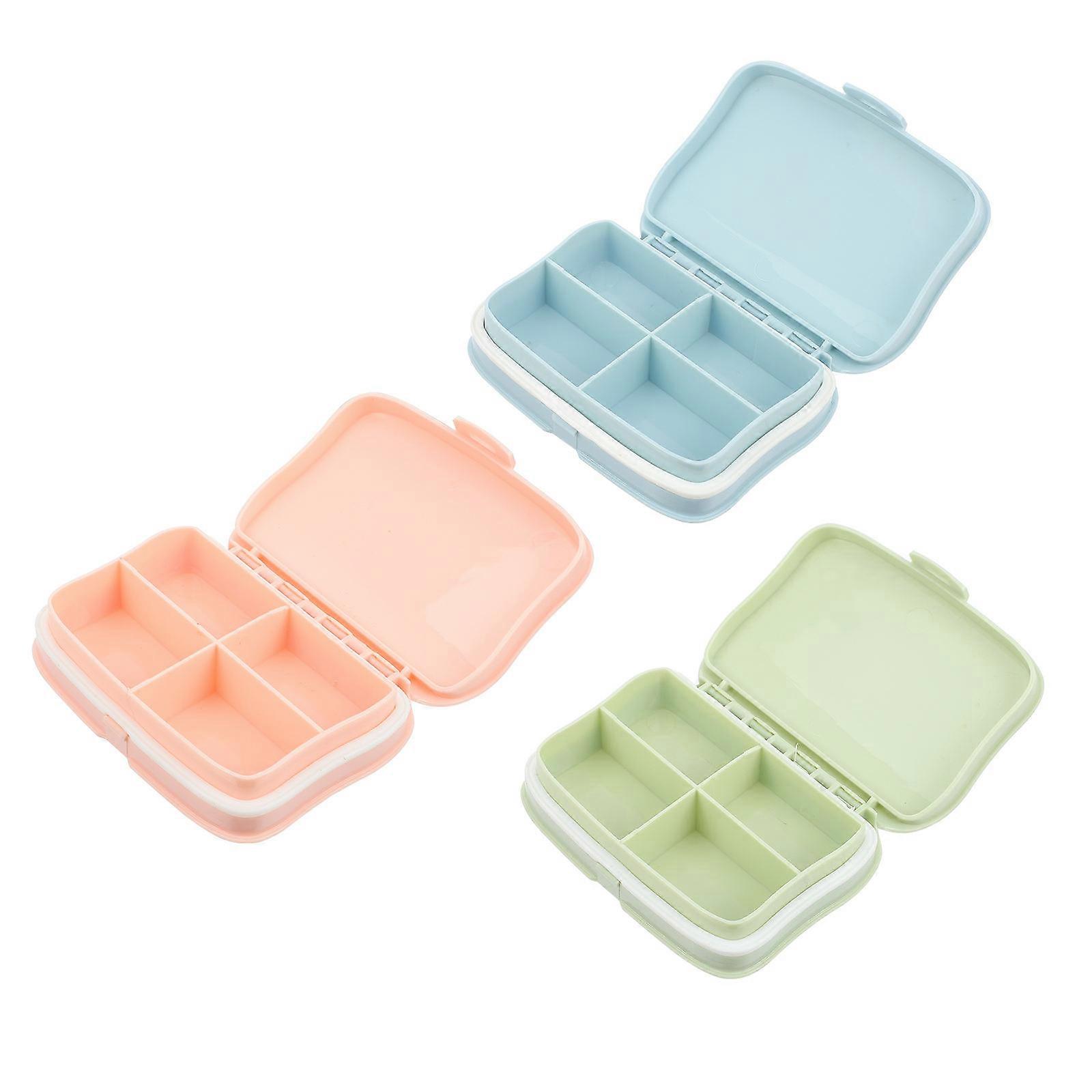 Portable Four Compartments Pill Organizer for Storing 21Pcs Assorted Color