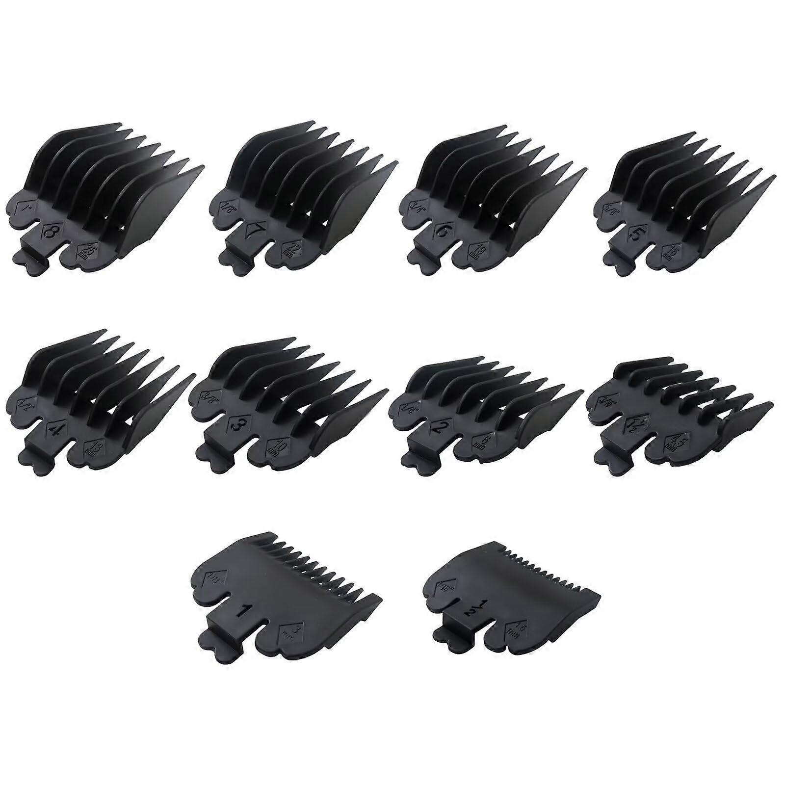 10 Pack Hair Clipper Guards Set with Secure Organizer Tray, Full Length Range, Black