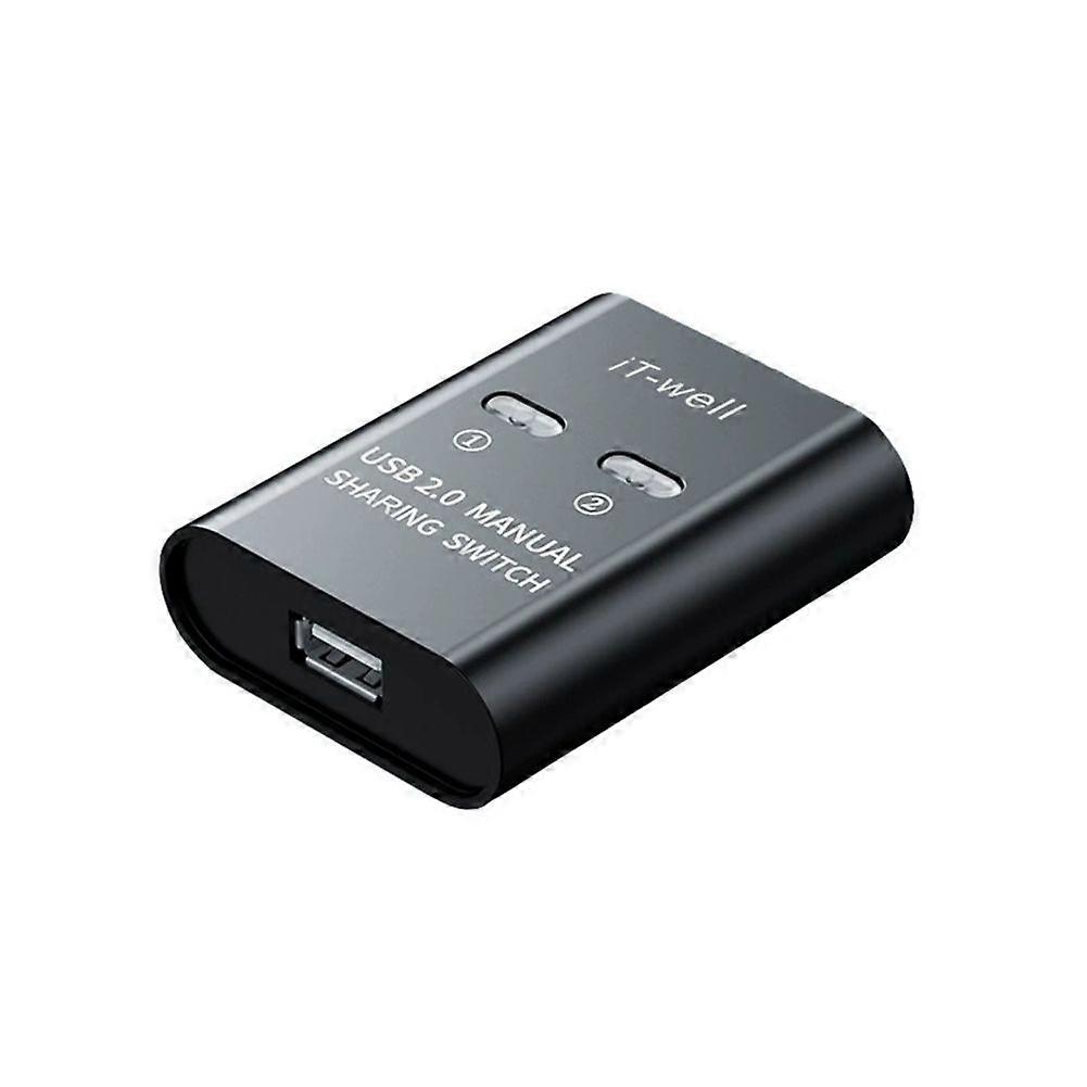IT-Well USB Printer Switch HUB 2 Port Printing Switcher Box 2 Input 1 Output Cable Splitter for 2 Computers Share Printer Black