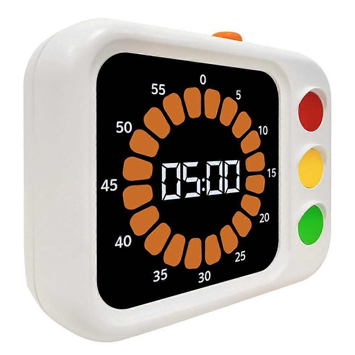Digital Timer 60 Minutes Visual Plastic Time Management Tool Traffics Light Themed Timer for Home Sc