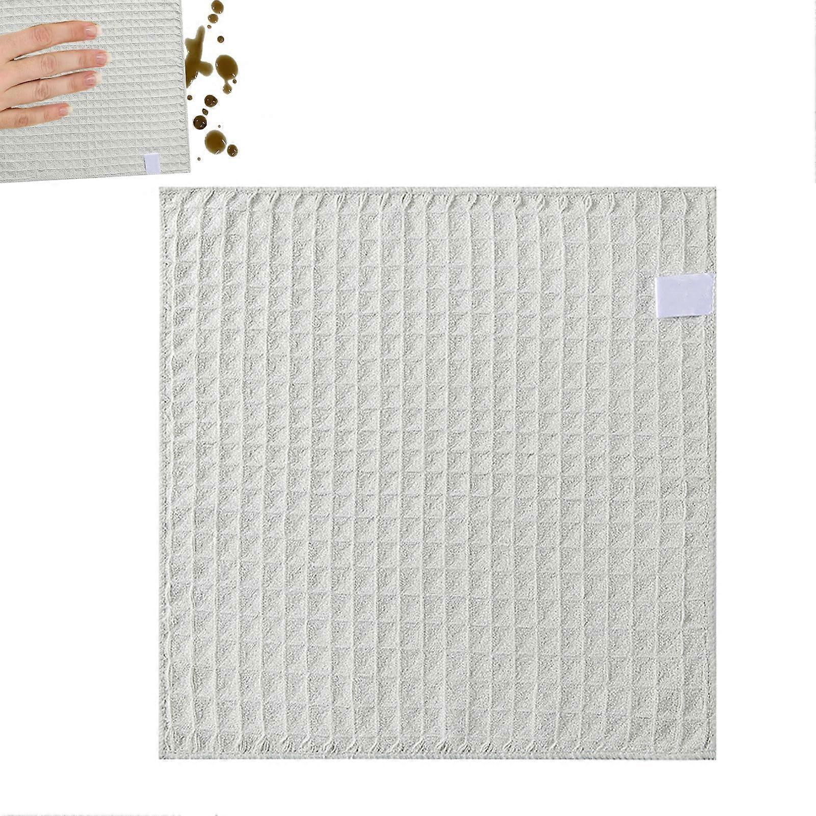 Microfiber Cleaning Cloths for Espresso Machines,  Absorbent Waffle Texture Kitchen Towels Light Grey