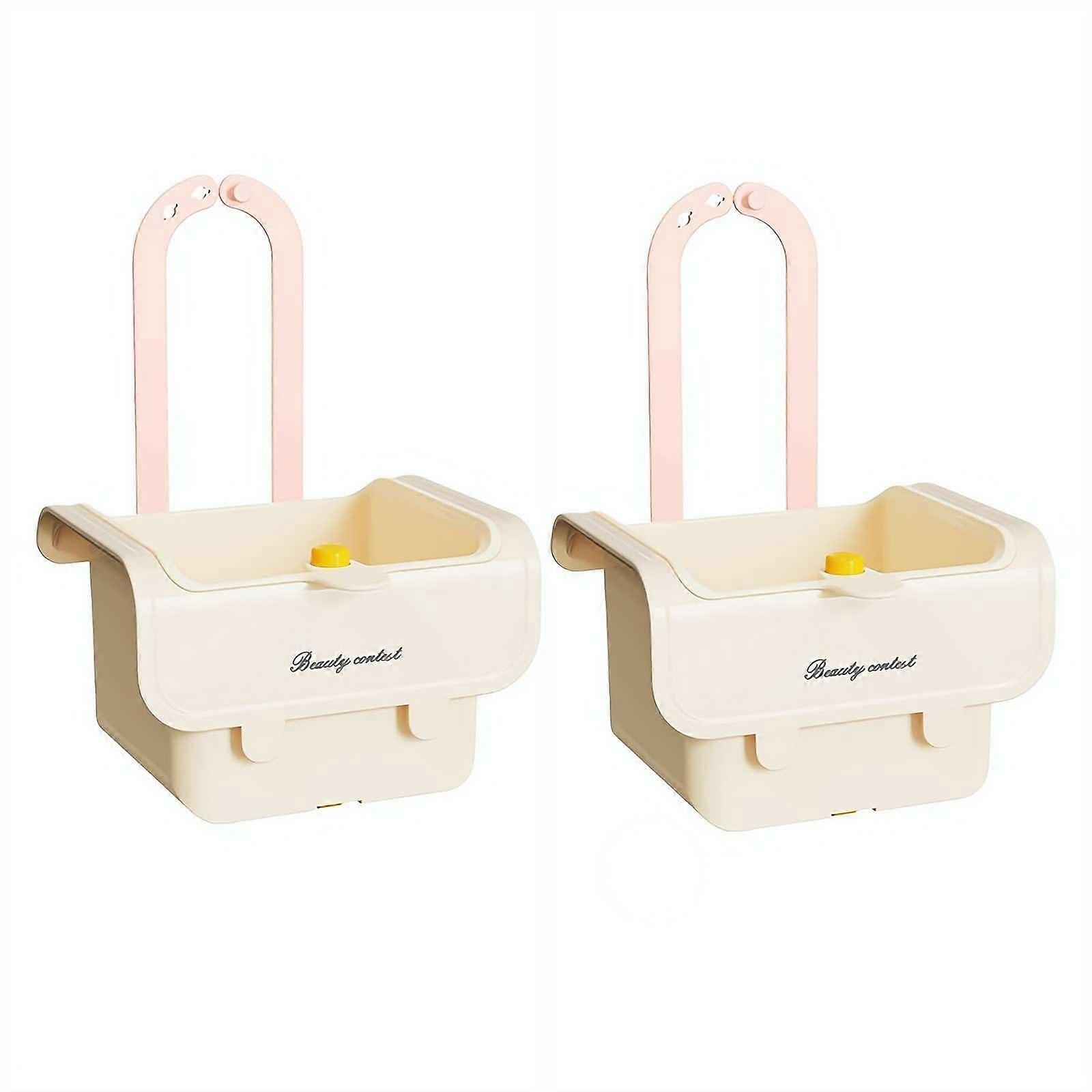 2pcs Sink Strainer Basket with Fine Mesh, Adjustable Hanging Kitchen Sink Filter, Bottom Release Drain Catcher White