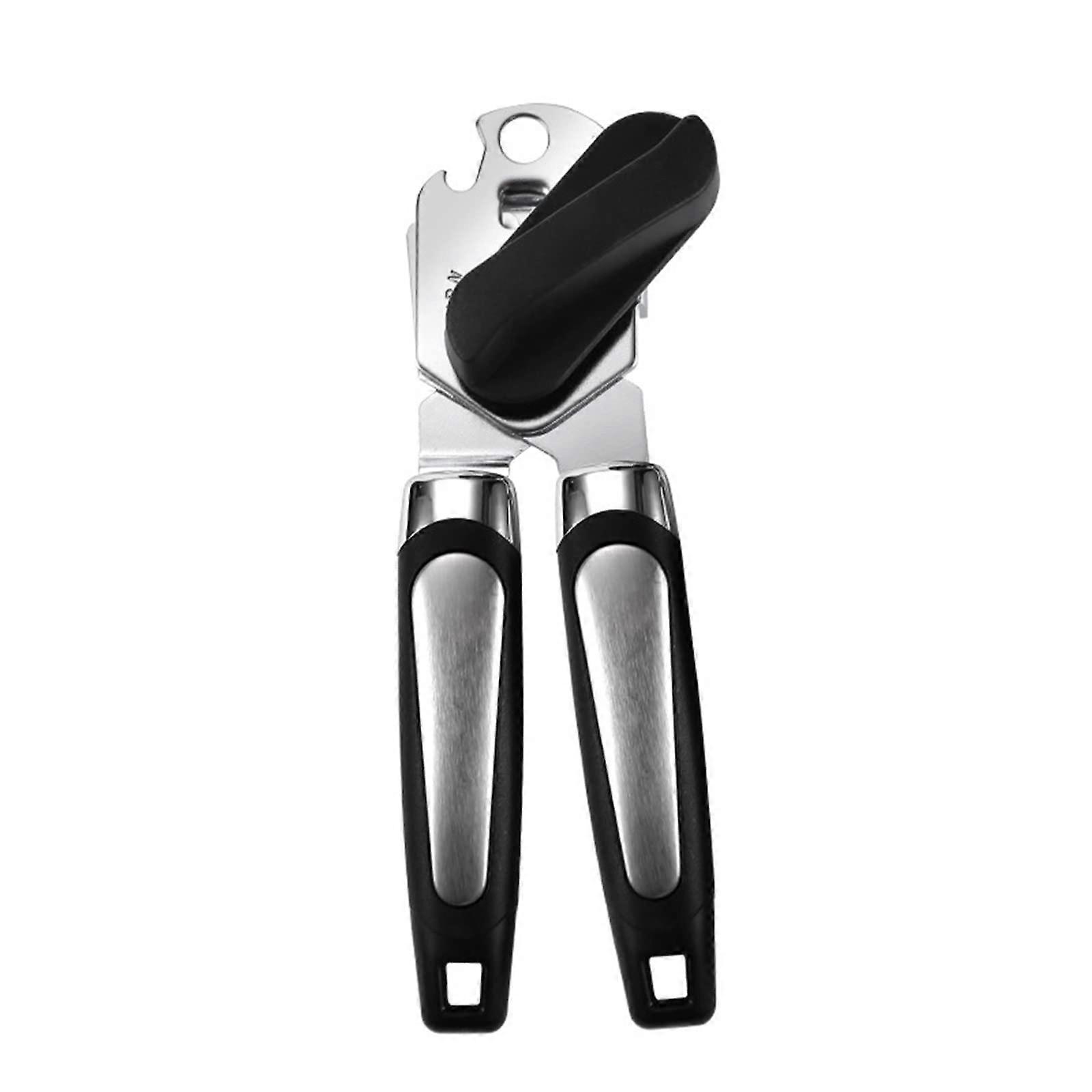 Manual Side Cut Can Opener with Safe Knife Sharpener, NonSlip MultiPurpose Kitchen Tool
