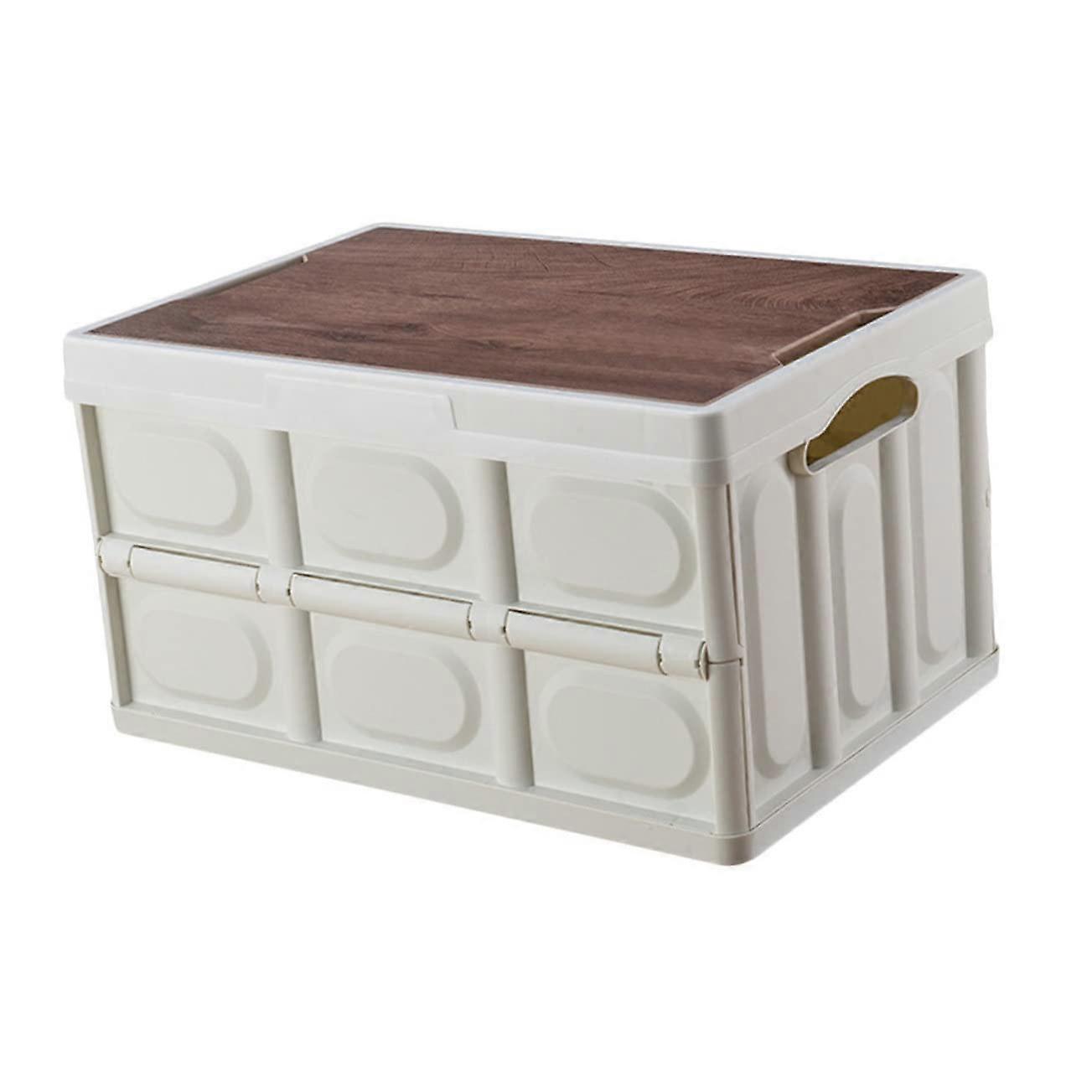 Foldable Car Trunk Organizer Large Capacity Plastic Storage Box with Handle White