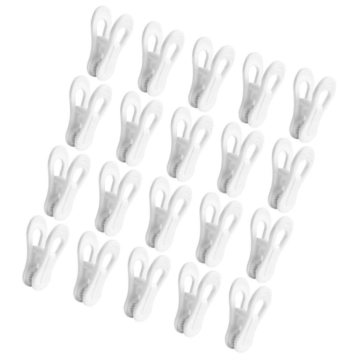 20Pcs White Plastic Clothes Clips Laundry Clothespins with Windproof Secure Grip for Blankets Towels