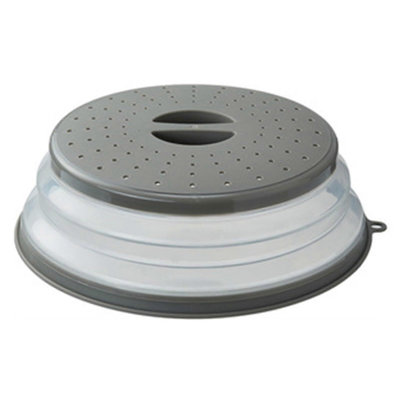 Microwave Cover Lid Collapsible Silicone Colander Strainer for Fruit Vegetables Grey