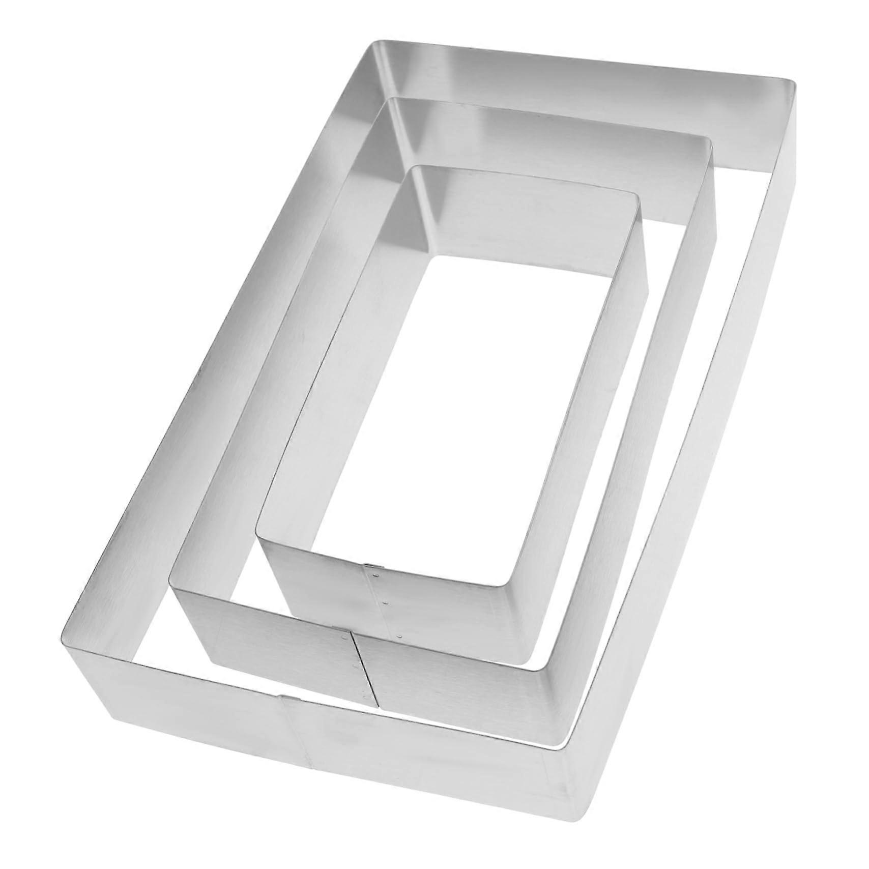 3Pcs Rectangular Stainless Steel Cake Mold Set Mousse Rings for Baking Pastry Tiramisu Cutter