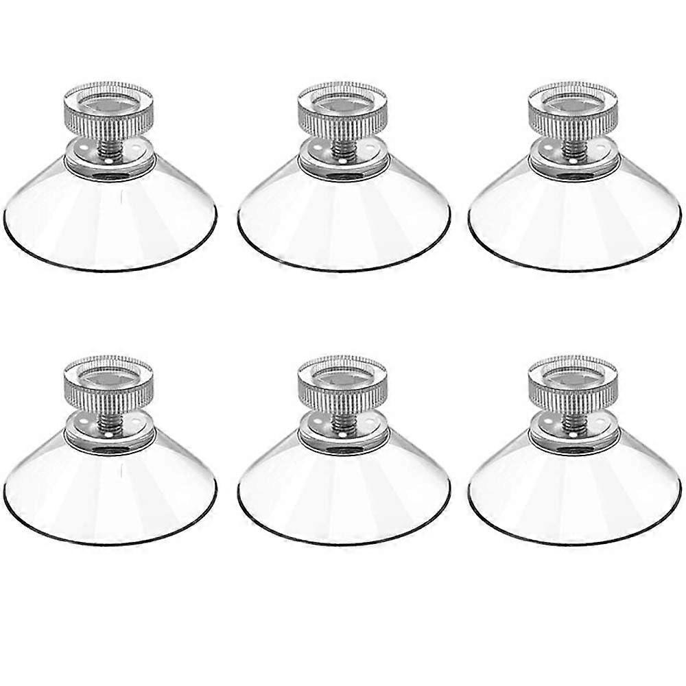 6pcs Suction Cup Hooks 32mm Transparent Rubber with Knurled Nut Extra Strong Hold for Hanging