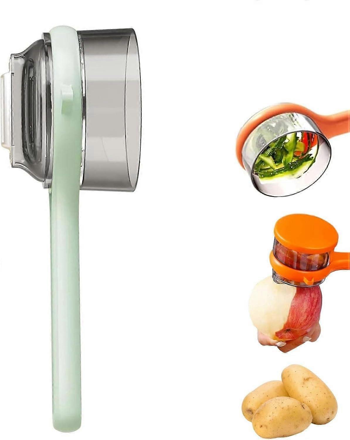 Vegetable Peeler with Storage Box, DualSided Stainless Blades, Ergonomic Handle, Green