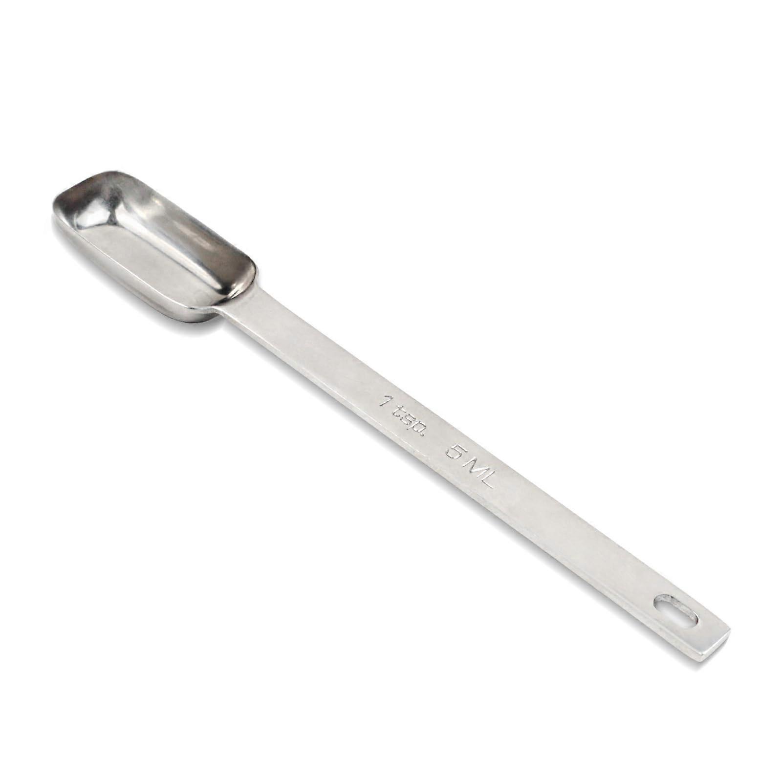 Stainless Steel 1 Tsp Measuring Spoon with Long Handle, Rectangular Slim Design 5ml for Baking and Cooking
