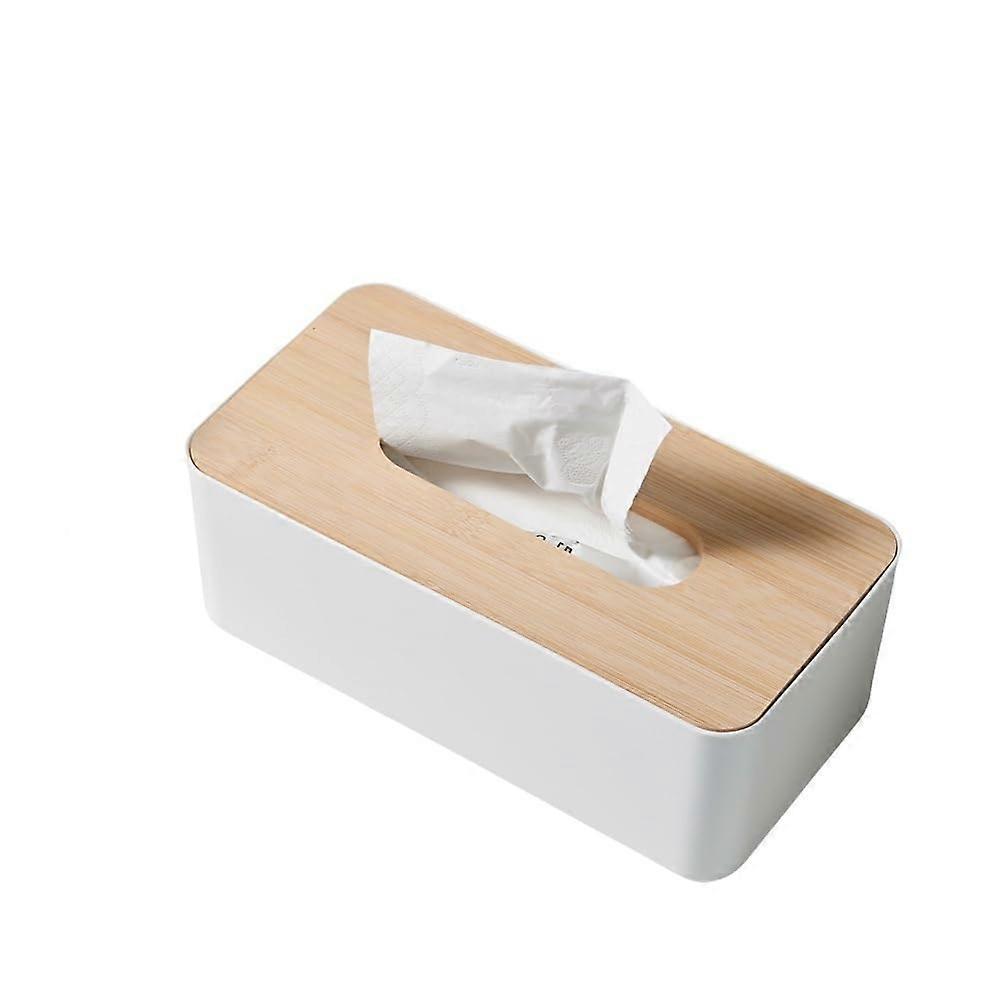 Large Rectangular Bamboo Tissue Box Cover, Dustproof WaterResistant Holder for Home Office