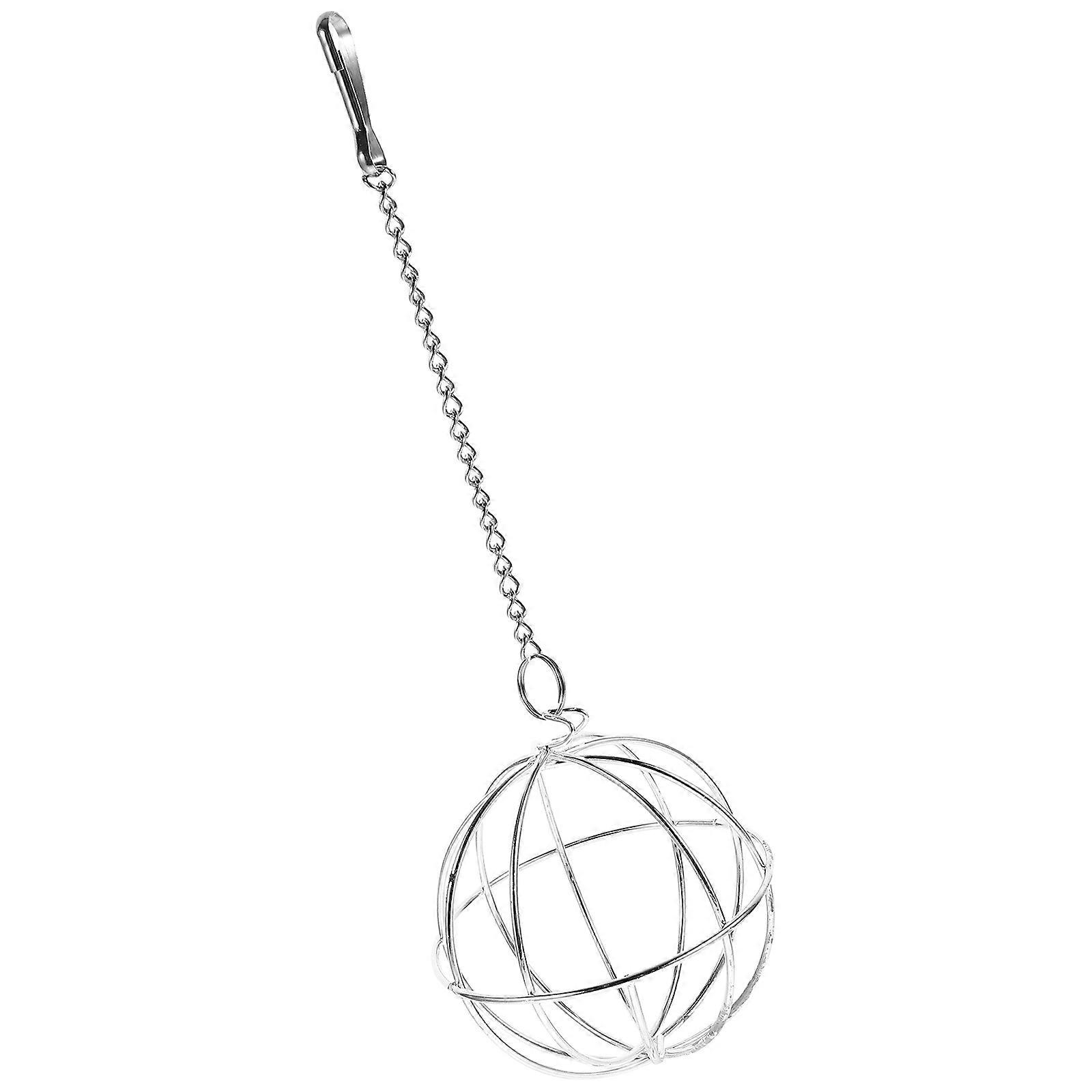 Silver Hamster Rabbit Feeder Hanging Feeding Ball Grass Dispenser 1Pcs