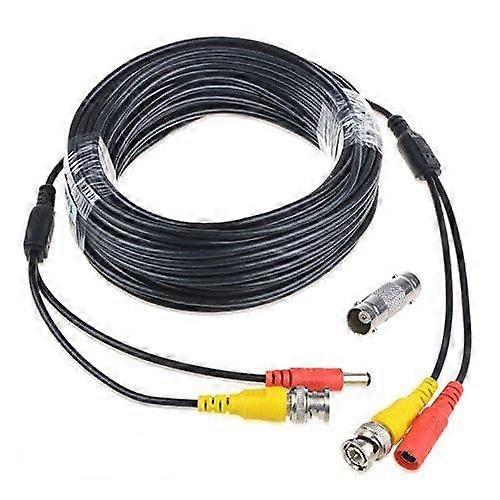 65ft Black BNC Video Power Cable for CCTV Camera, QSee Compatible, Analog HD, Plug and Play