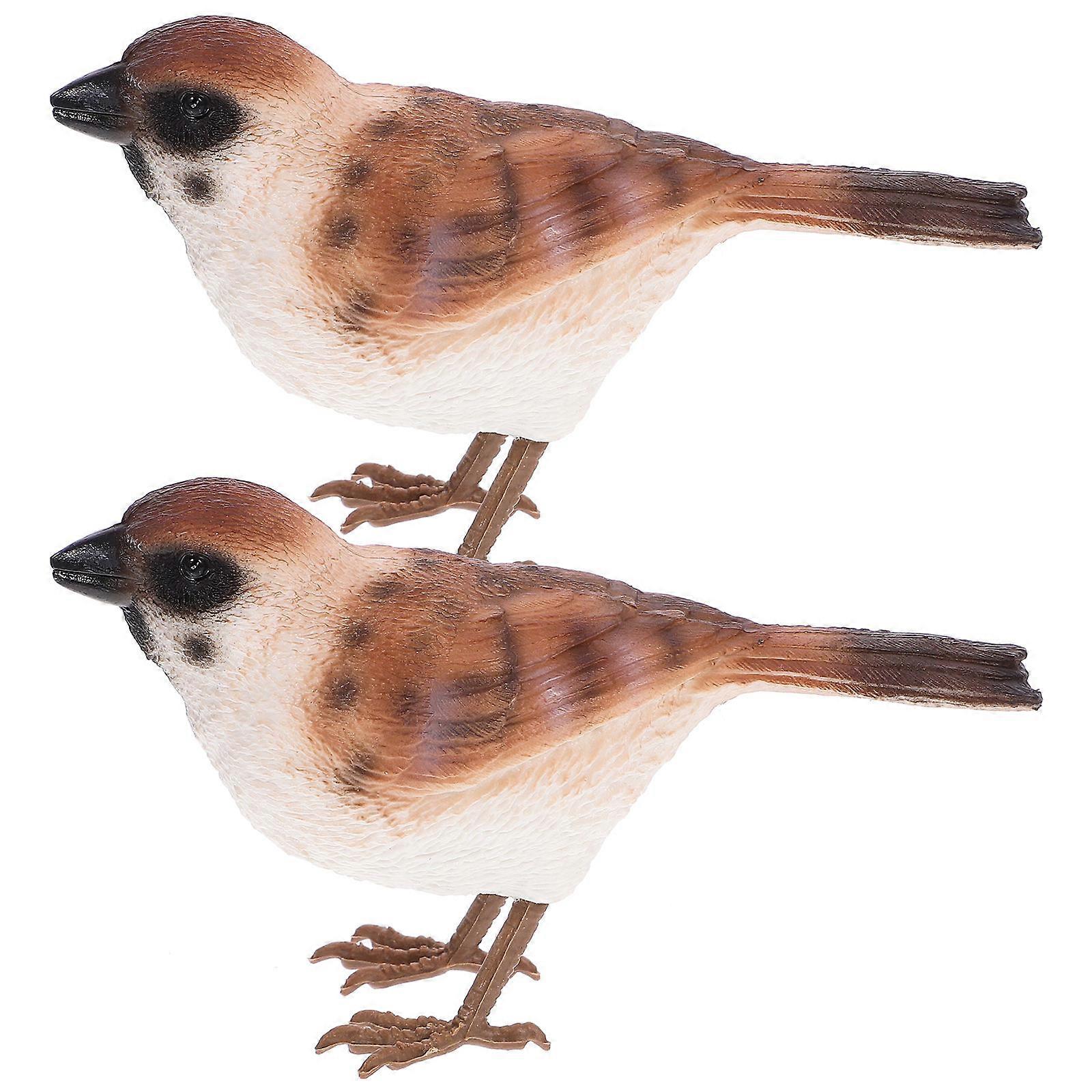 Artificial Sparrow Bird Figurine for Party Use 2Pcs Small Bird Model