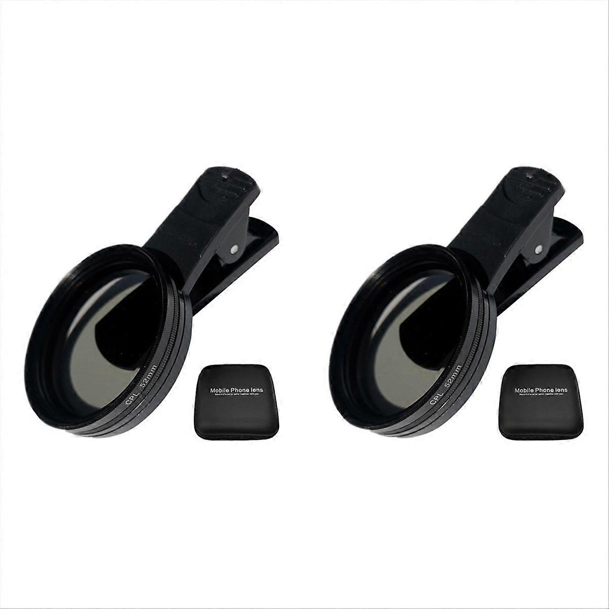 2Sets 52mm Universal Phone Polarizer CPL Phone Camera Lens Filter Kit