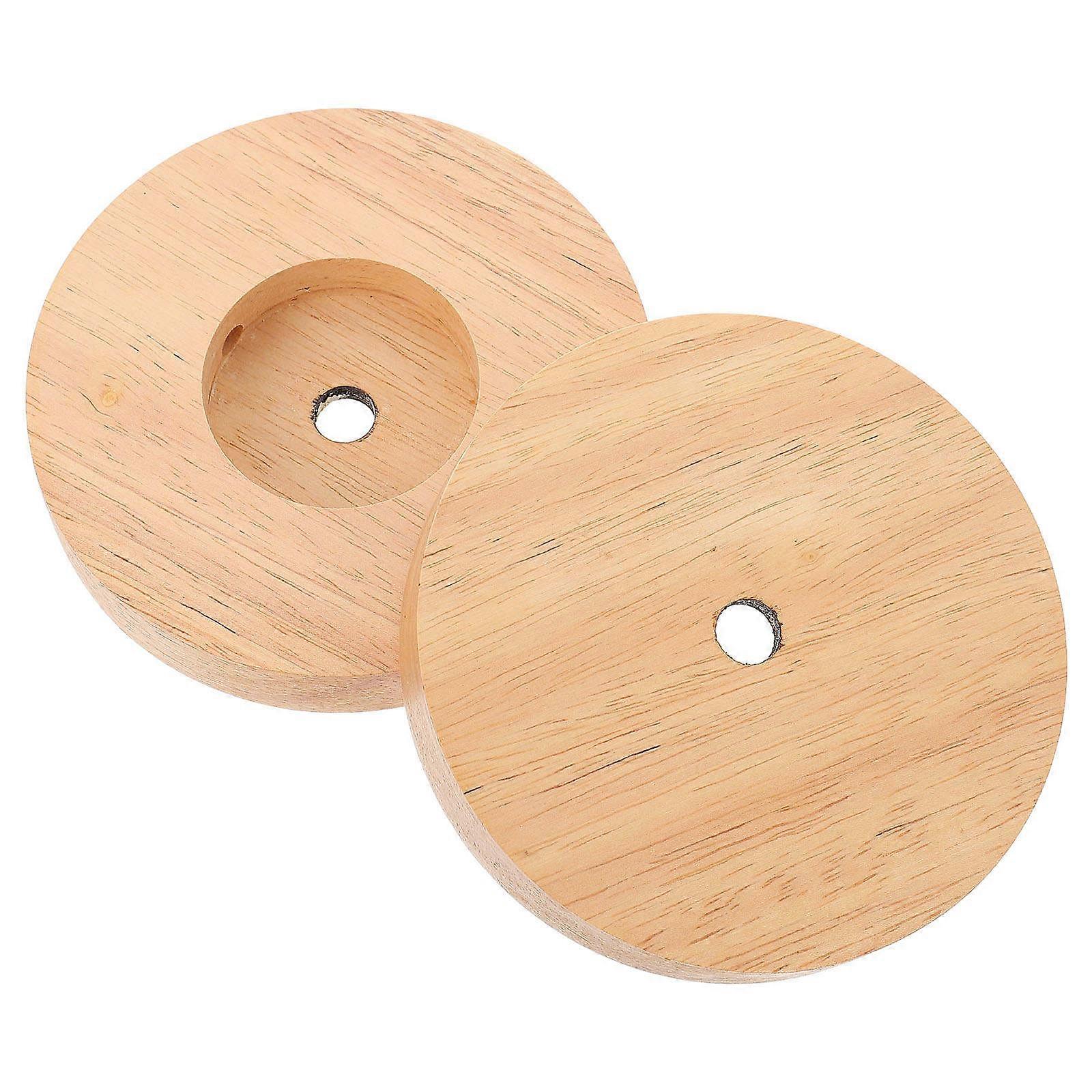 Brown Wood Lamp Base for Night Light 2Pcs Solid Wood Table Lamp Base