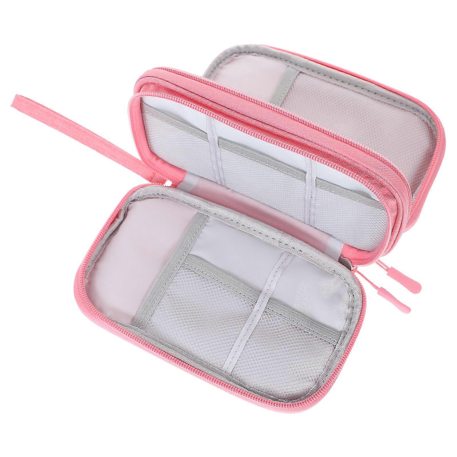 Digital Accessory Organizer Pouch for Travel 5Pcs Pink Electronics Carrying Case