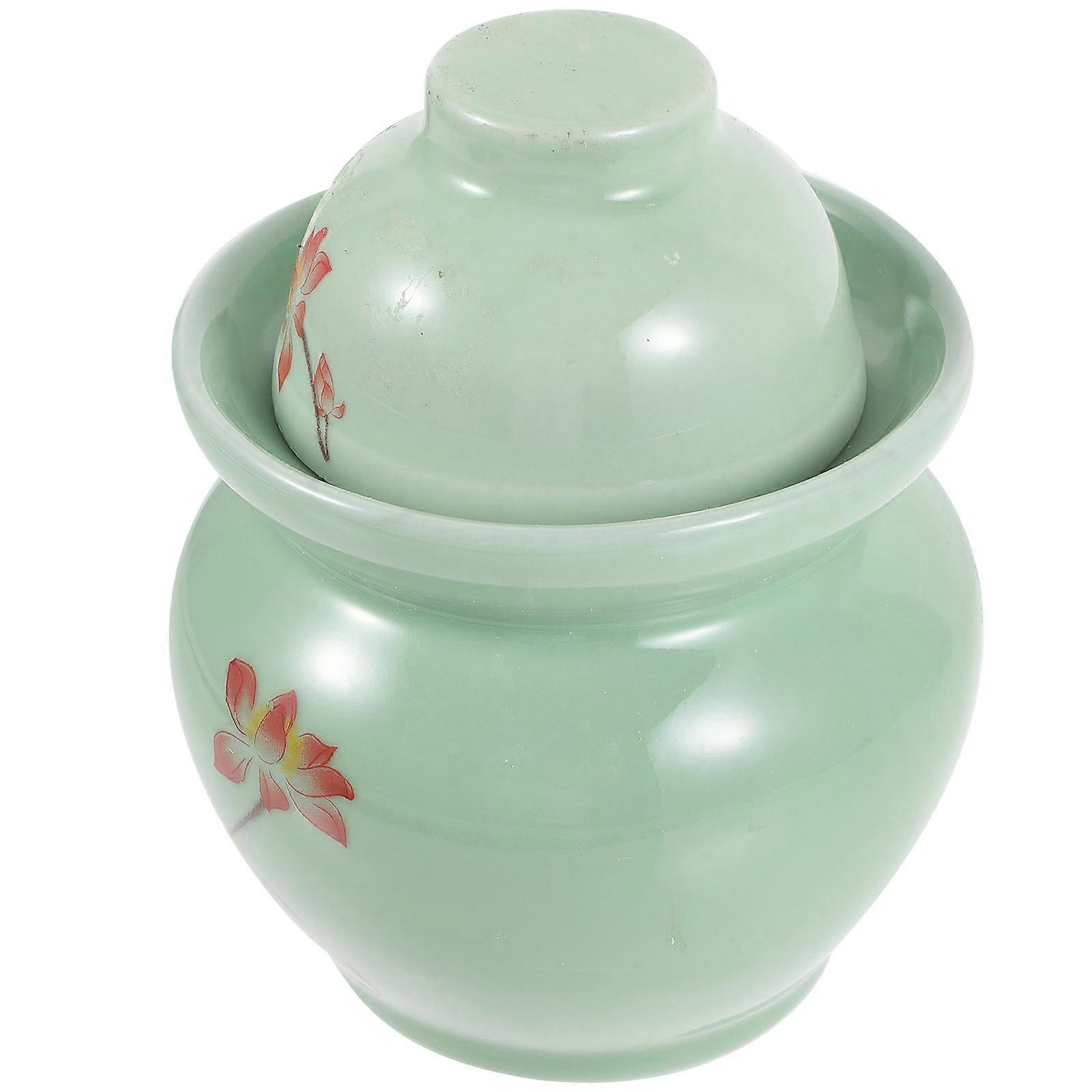 Ceramic Pickle Jar Chinese Style Pickle Container with Lid for Storage Use