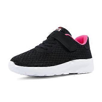 Mädchen-Sneaker, modische, flache, rutschfeste Schnürschuhe aus atmungsaktivem Mesh in Unifarben, lässige Laufschuhe für Kinder, pinkfarben, Größe 37